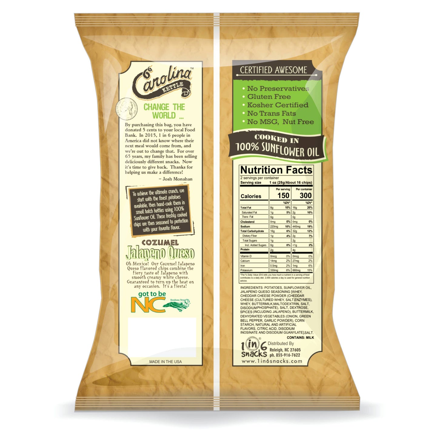 Jalapeno Queso Carolina Kettle Potato Chips 2 oz