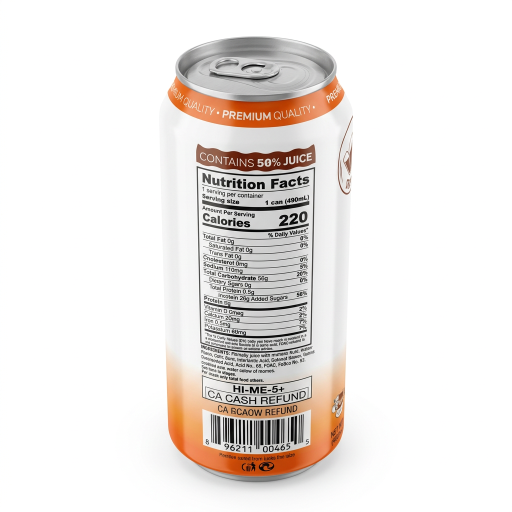 Drink can rear view with a professional white background